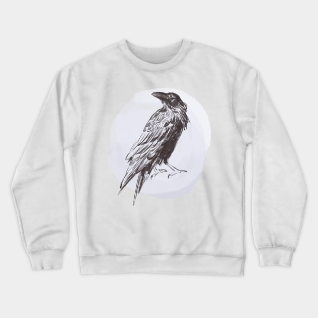 Hand drawn illustration of raven forest bird Crewneck Sweatshirt by Lshvsk